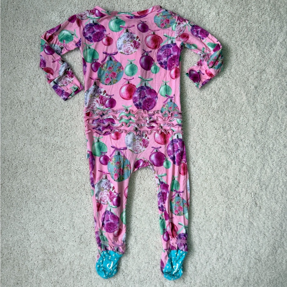 Posh Peanut “Posh Ornaments” Footie Ruffled Zippered One Piece - Picture 9 of 13